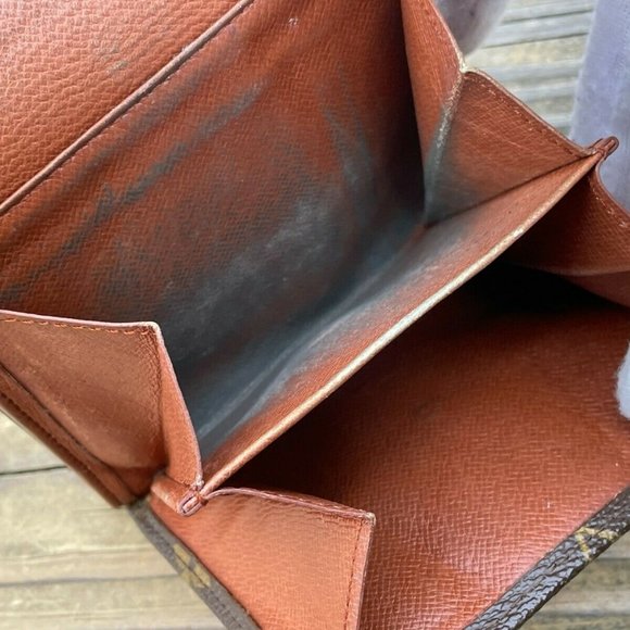 Vintage Louis Vuitton Wallet Bi Fold Brown Leather Designer Logo Purse Made in F - Picture 9 of 11